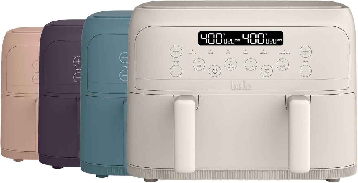 Freidora de aire Bella 4 Qt, doble cesta, 1200W, TriZone