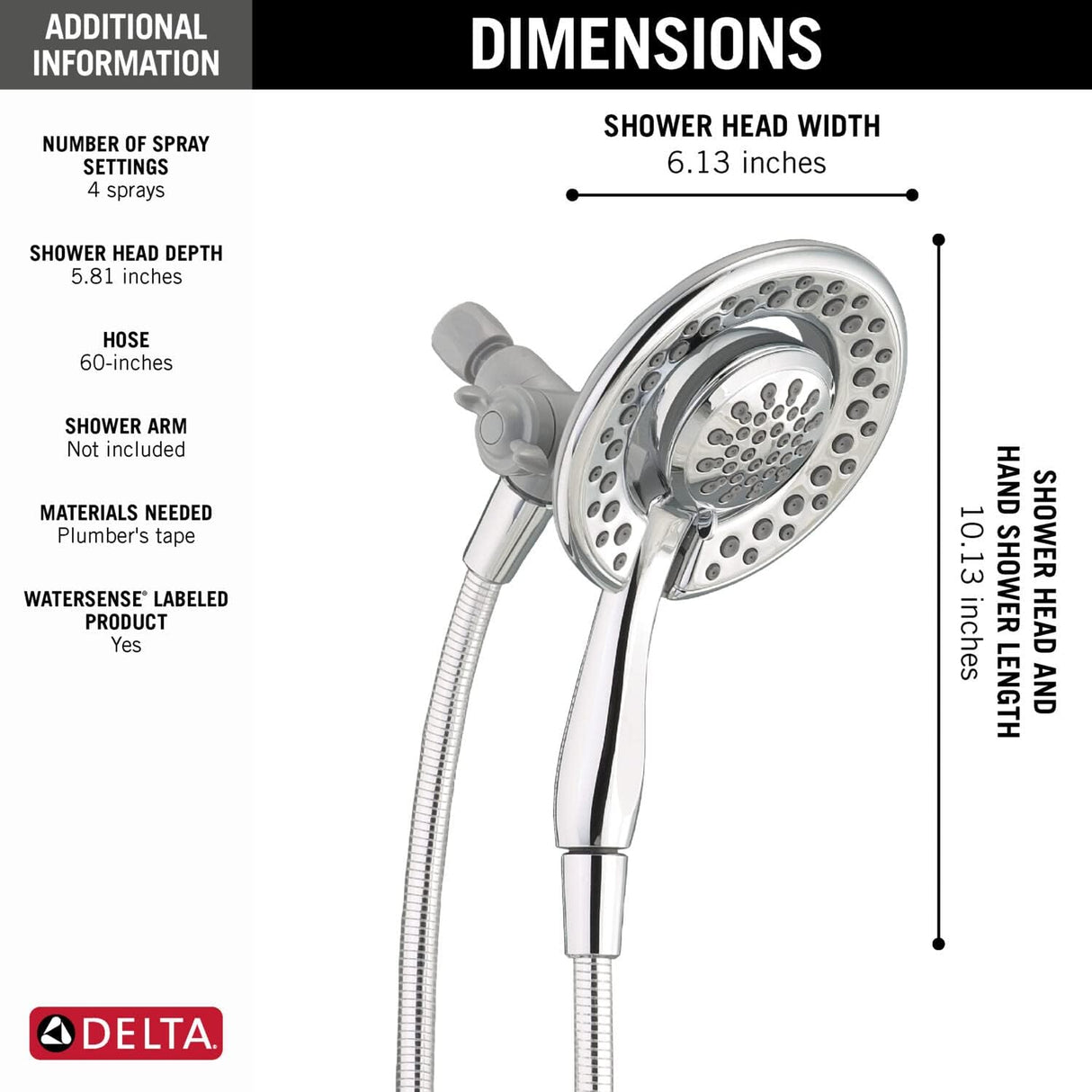Regadera plateada con 4 pulverizadores 75486C DELTA FAUCET