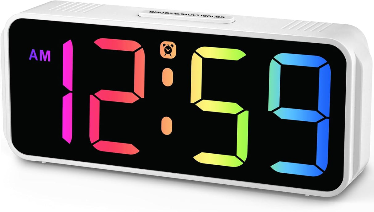 Reloj Despertador Digital Pequeño, Pantalla RGB, Dimmable
