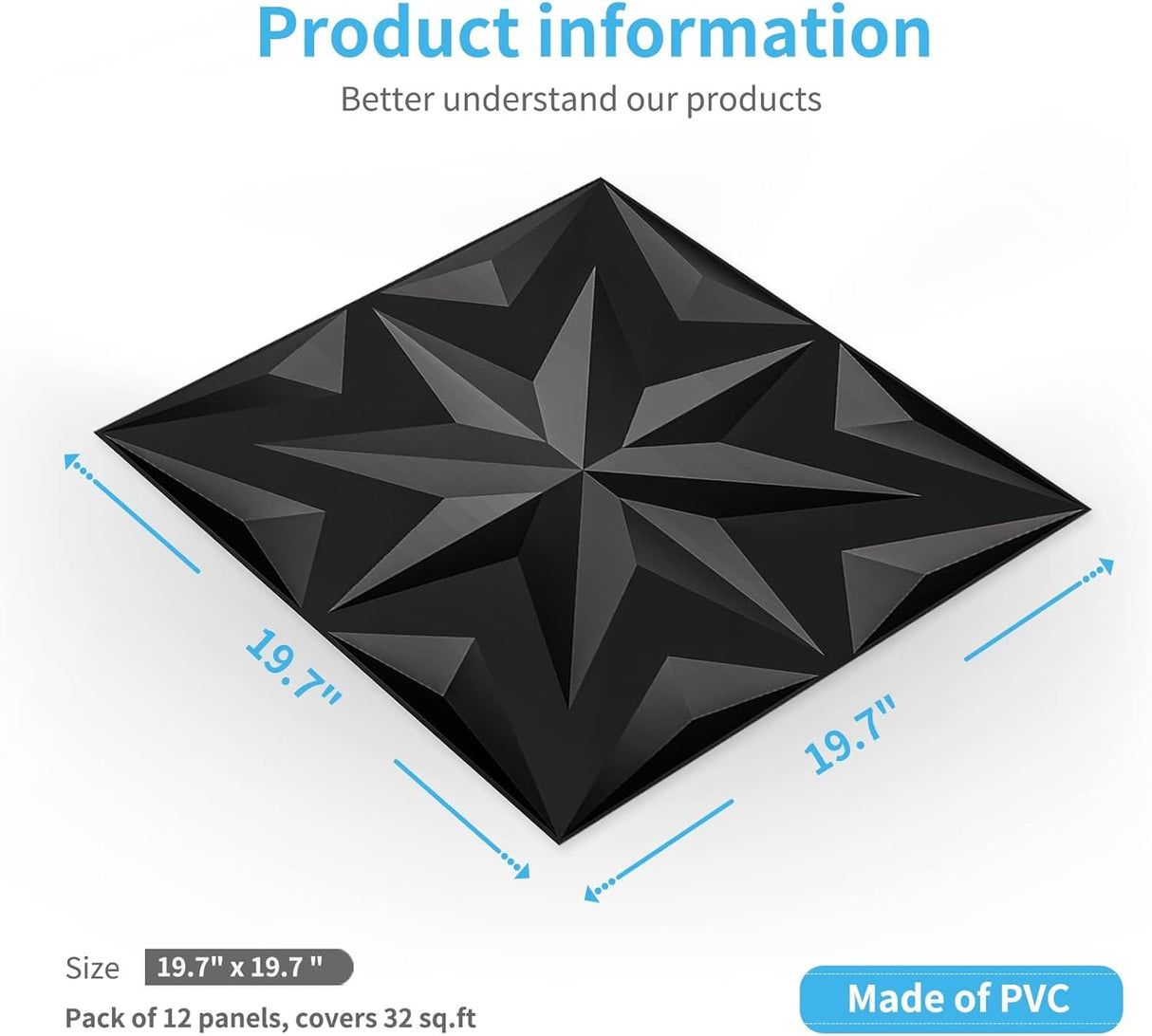 Paneles decorativos de pared 3D con diseño de pétalos negros