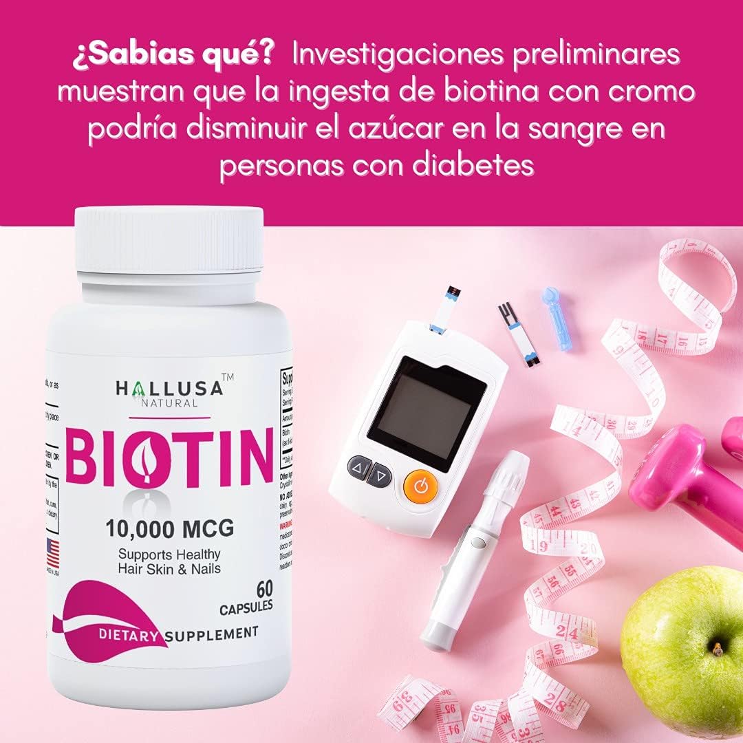 Suplemento de Biotina 10,000 MCG - 60 Cápsulas para Cabello