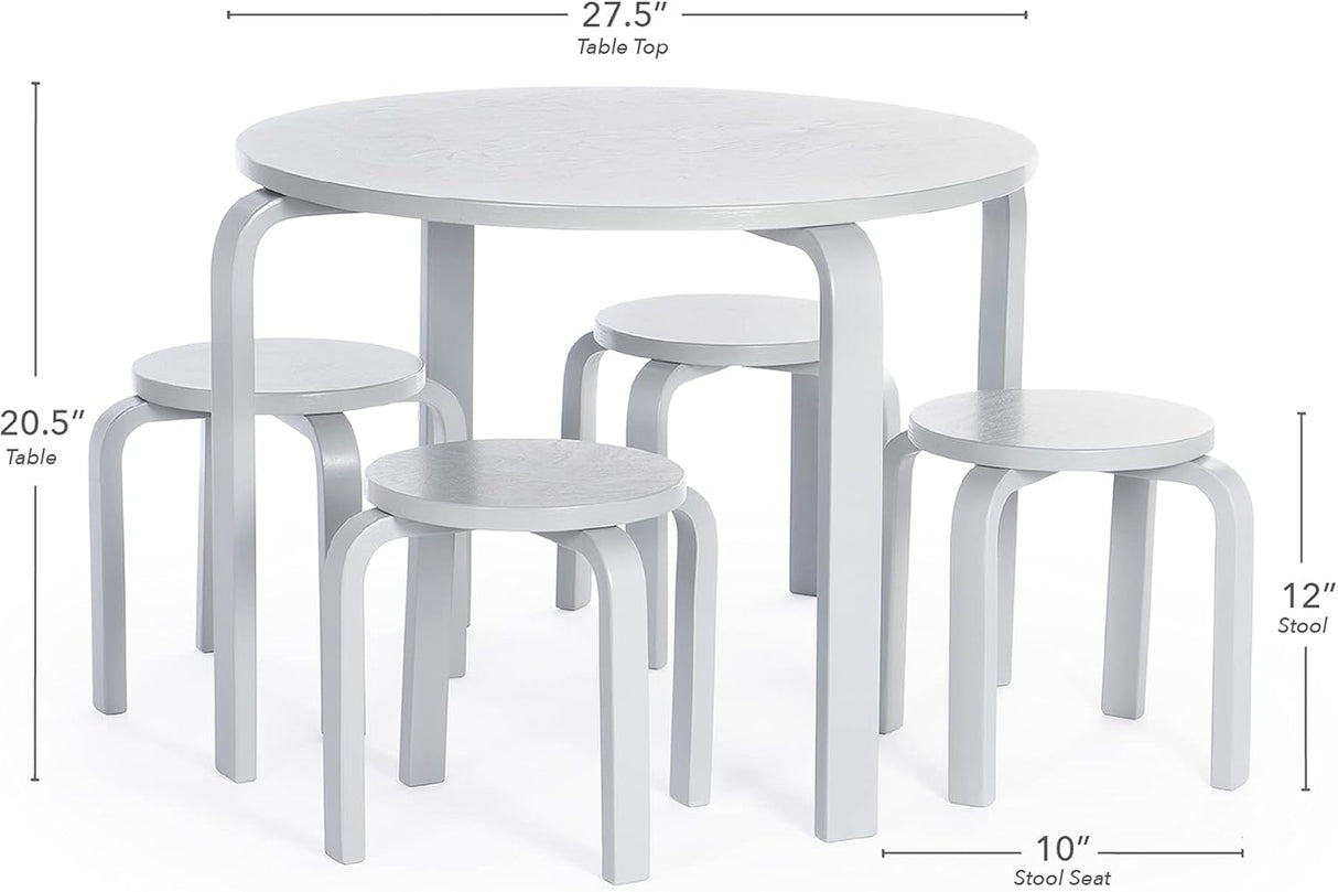 Juego de mesa y sillas nórdicas para niños pequeños gris