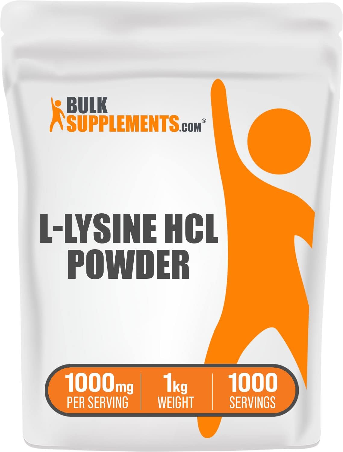 L-Lisina en polvo BulkSupplements, 1000mg, 1kg, Inmunidad