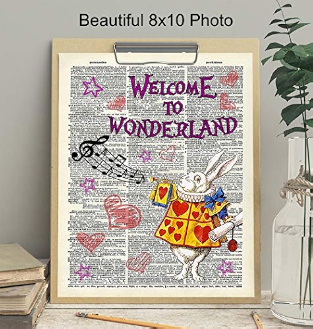 arte de pared de conejo blanco para cuarto de niños 8x10