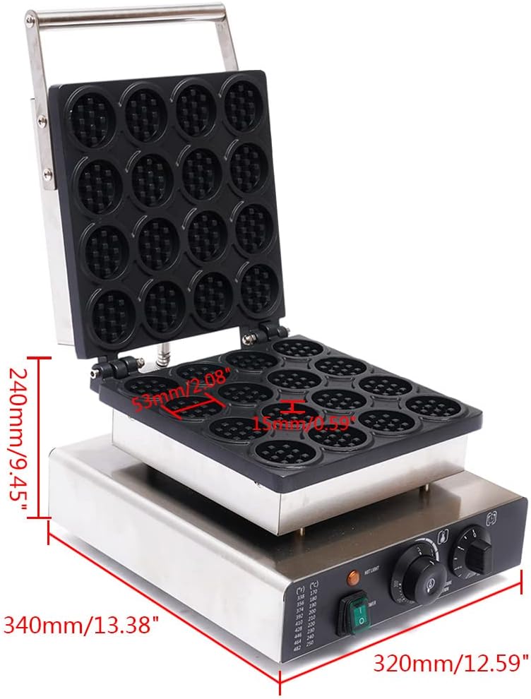 Máquina de Waffles Comercial, Electric, 16 Rejillas, 1750W, 110V