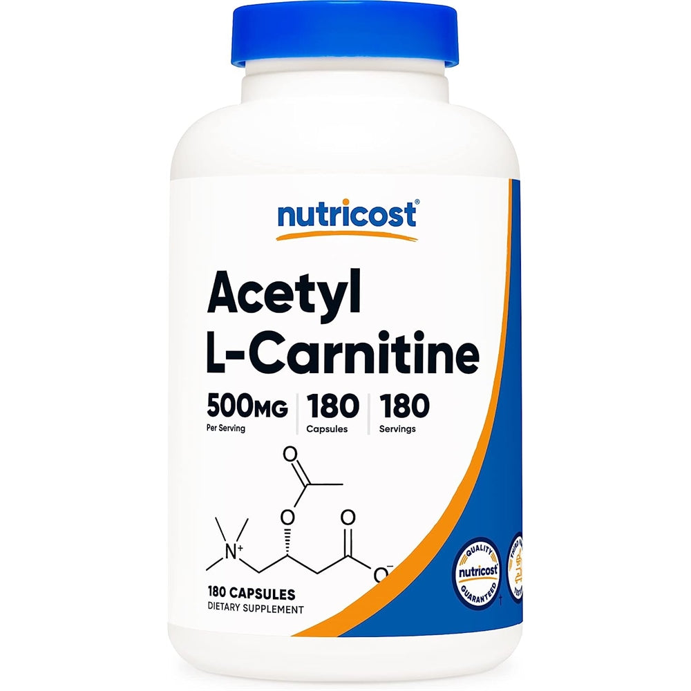Suplementos Acetil L-carnitina 500 mg, 180 cápsulas Sin OMG