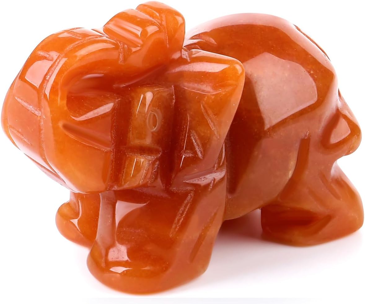 QINJIEJIE Cristales de aventurina roja decoración de elefant