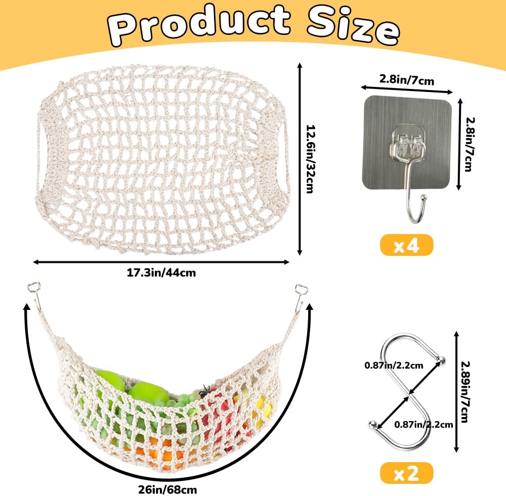 Hamaca para frutas, marca desconocida, 4 ganchos, modelo neto.