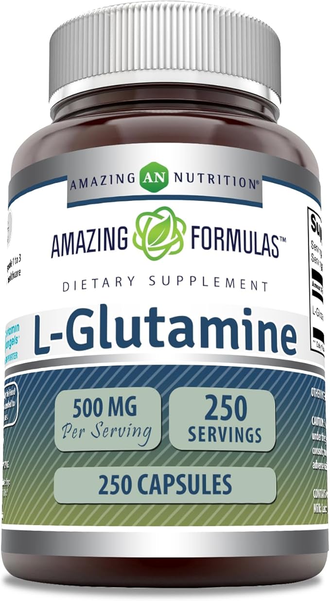 Suplemento de L-Glutamina 500 mg - Amazing Formulas 250 cápsulas