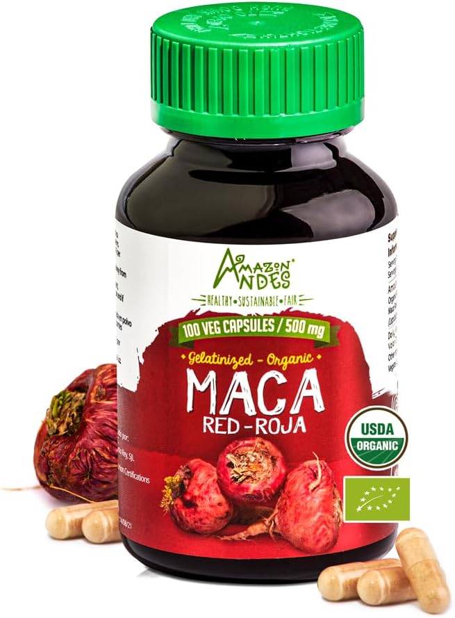 Andes Red Maca Cápsulas - Amazon - Energizante Natural - 1500mg, Vegan
