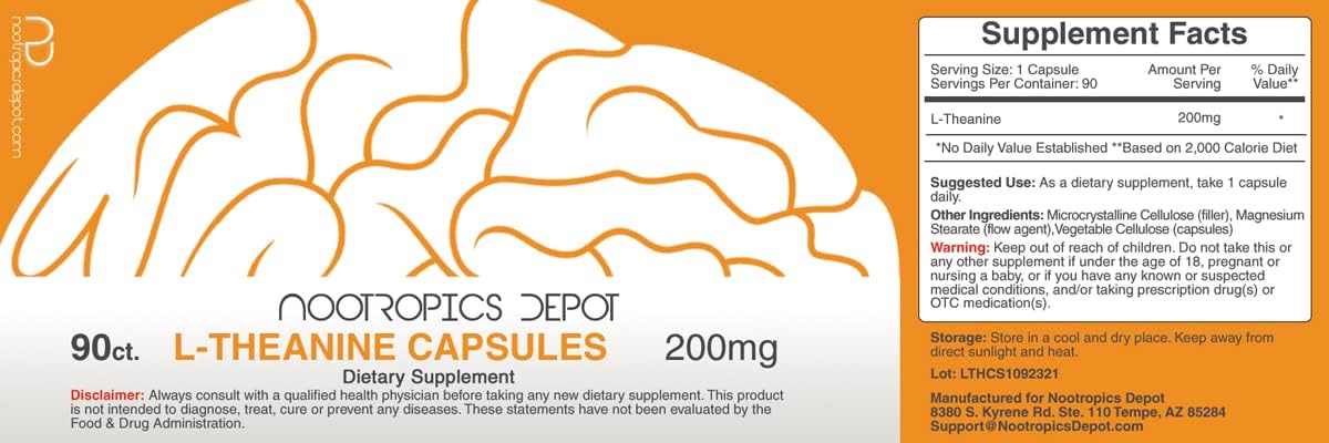 Cápsulas de L-teanina de 200 mg 90 unidades