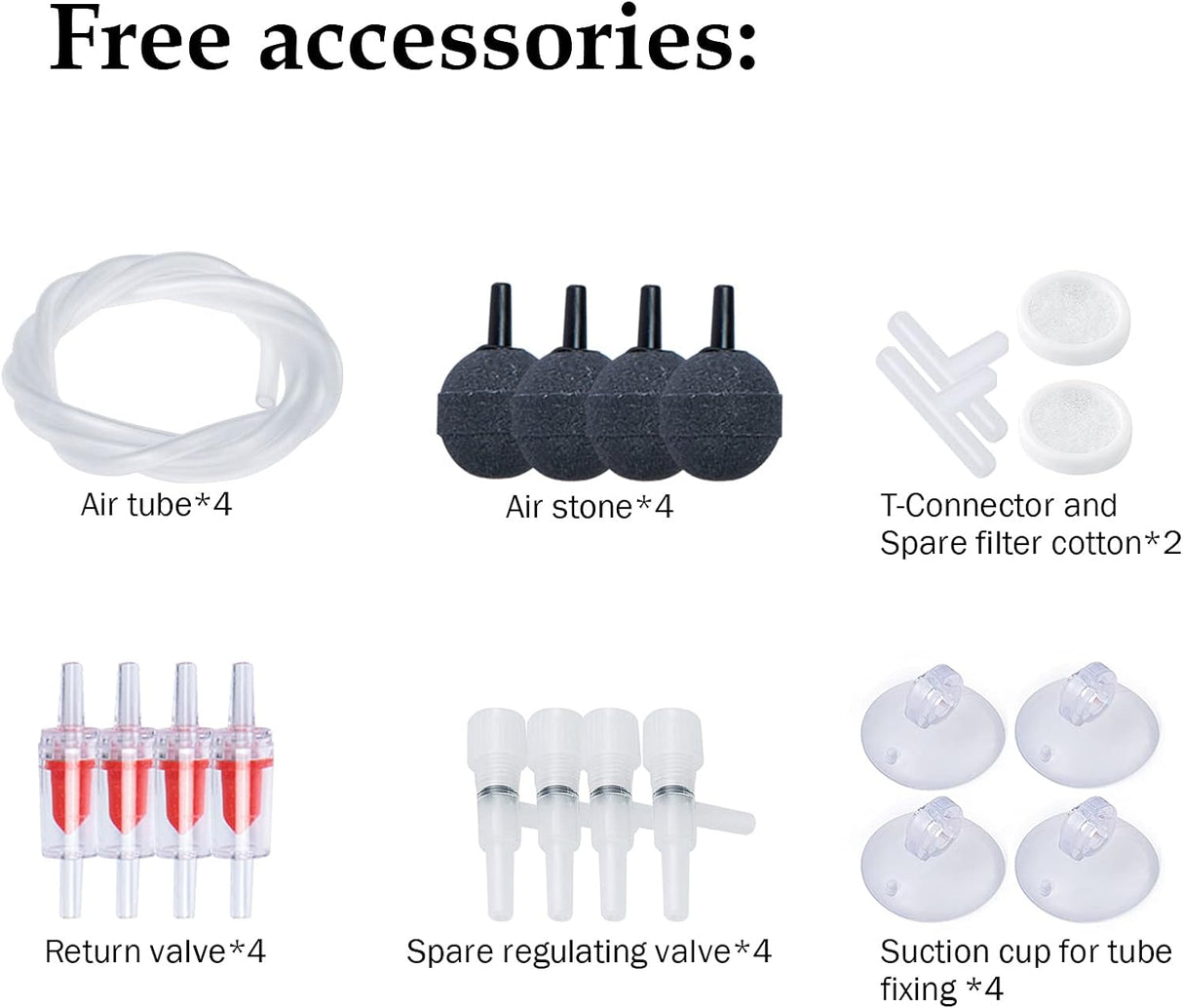 Bomba de aire FEDOUR 4W/5W/8W, ultra silenciosa, 4 salidas