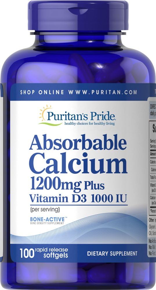 Calcio Absorbible 1200 mg con Vitamina D 1000 UI, 100 Cáp