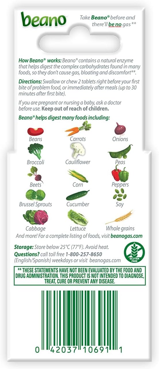 Prevención de Gases Suplemento Enzimático, 12 Tabletas