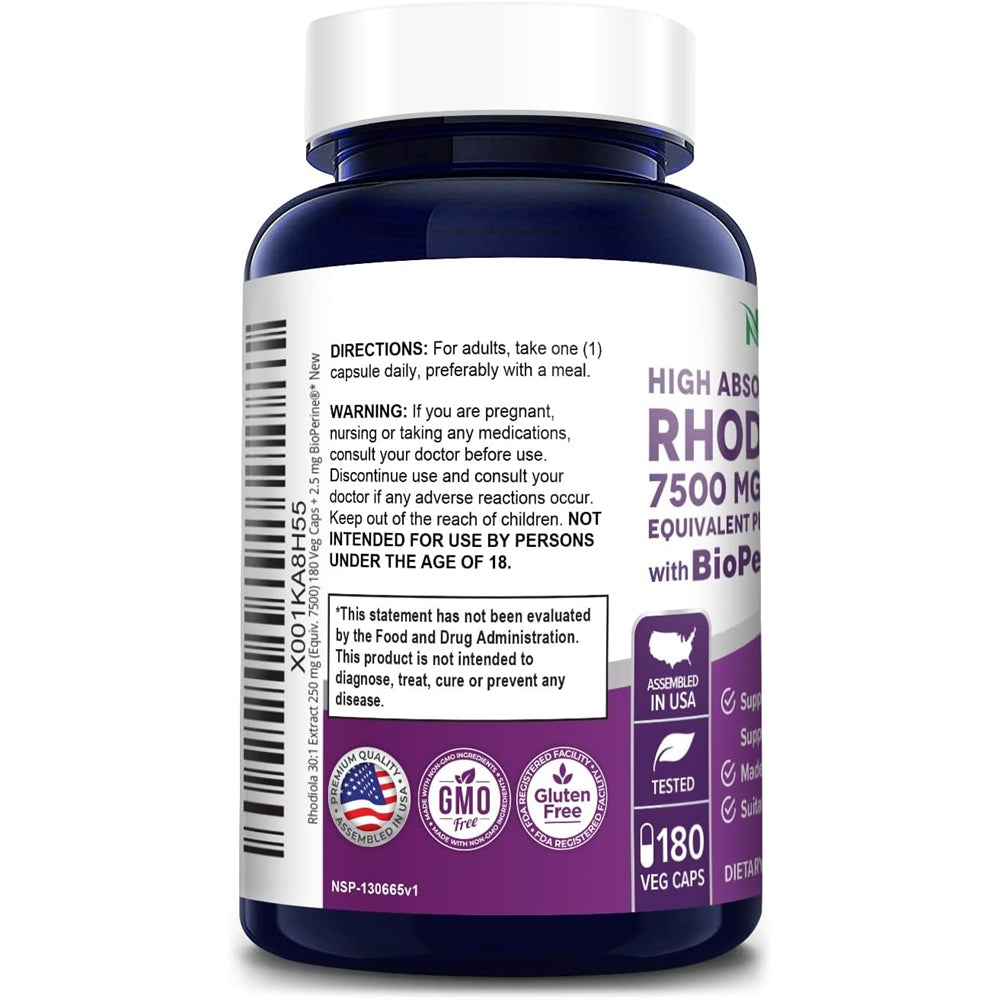Suplementos Rhodiola Rosea 4800mg 180 cápsulas vegetales