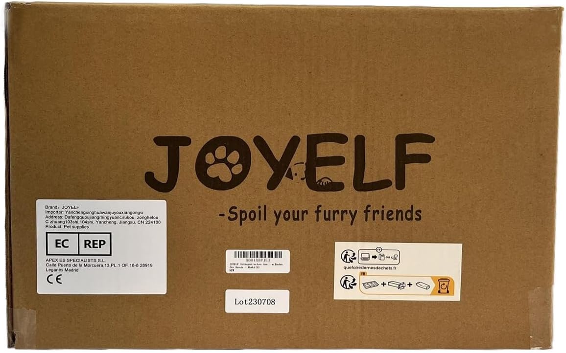 Cama ortopédica para perros grandes JOYELF, espuma, lavable, U-shaped