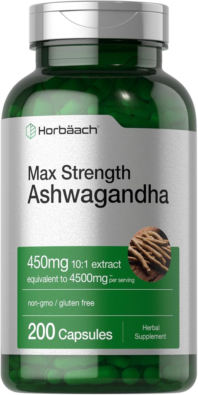 Suplemento Ashwagandha Horbäach | Máxima Potencia | 200 Cápsulas