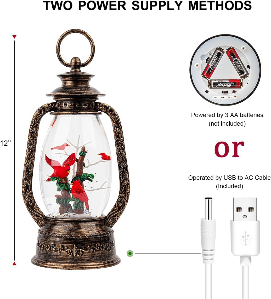 Lanterna Musical de Copos de Nieve Cardinals, USB/Batería, 12