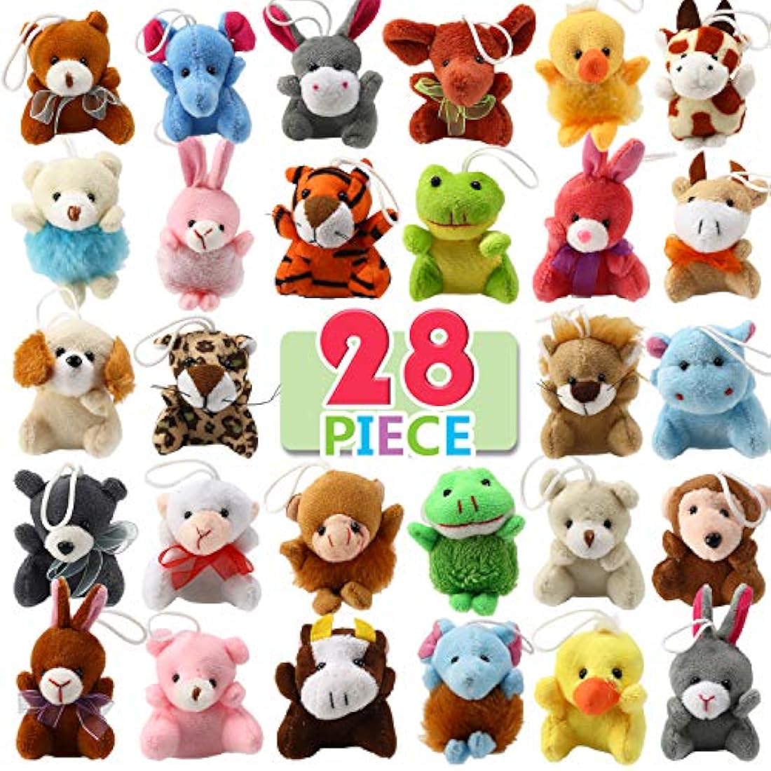 Juego de juguetes de peluche de 28 piezas animales pequeños
