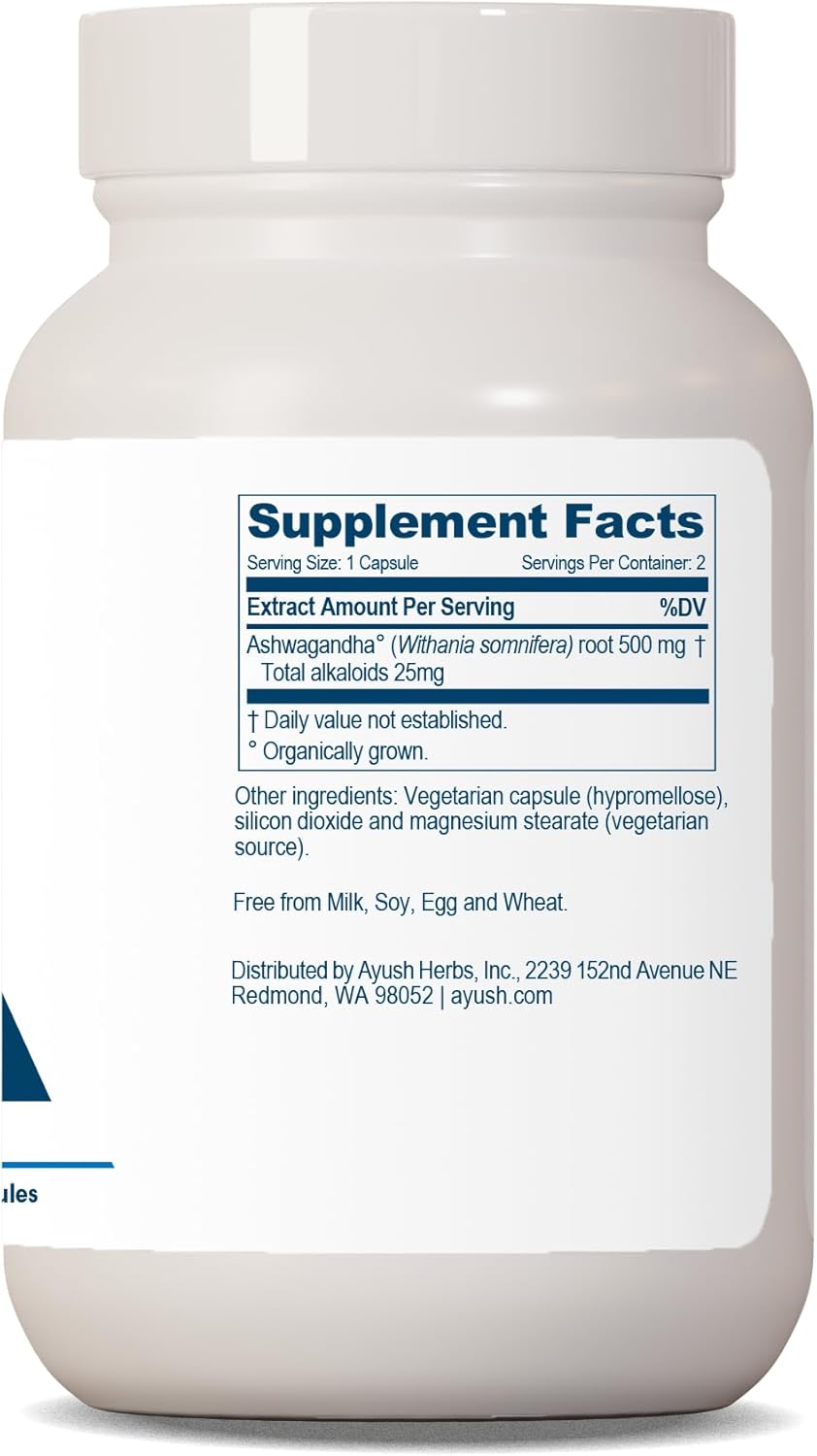 Suplemento de Ashwagandha, Ayush Herbs, 120 cápsulas veganas