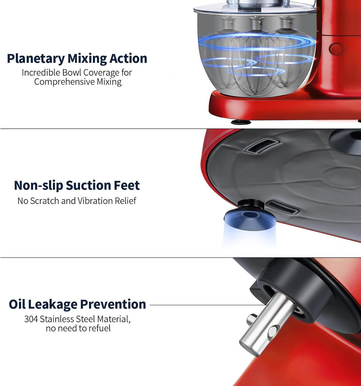 Batidora de pie 6 QT 600W, 6+P velocidades, acero inoxidable