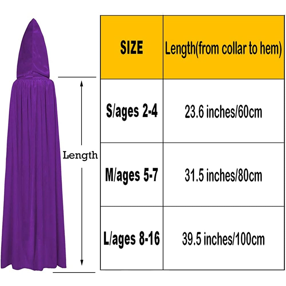 Disfraces de Capa de terciopelo con capucha morada talla S