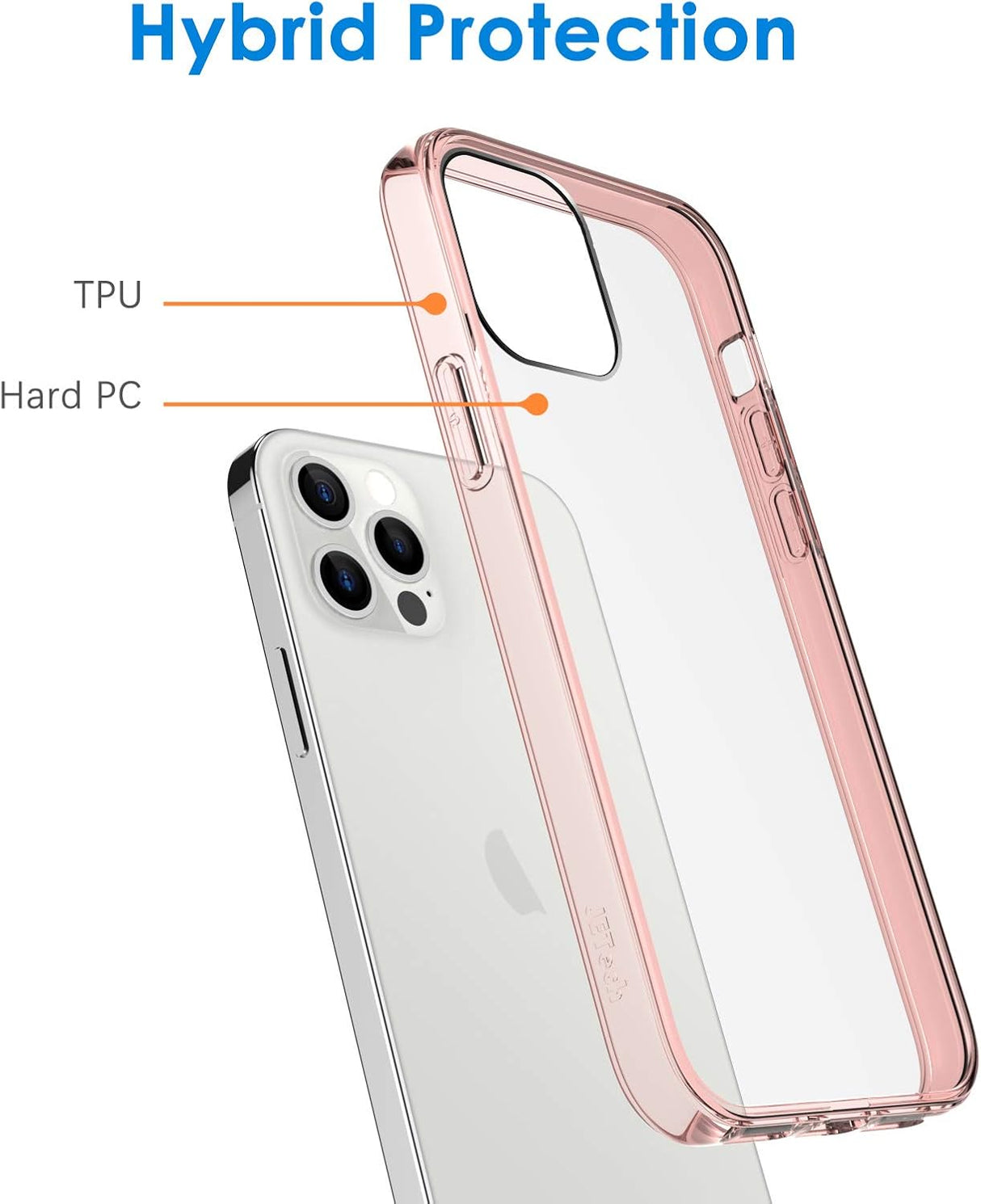 JETech Funda para iPhone 12/12 Pro de 6.1 pulgadas, a prueba de golpes, parte trasera transparente antiarañazos, oro rosa