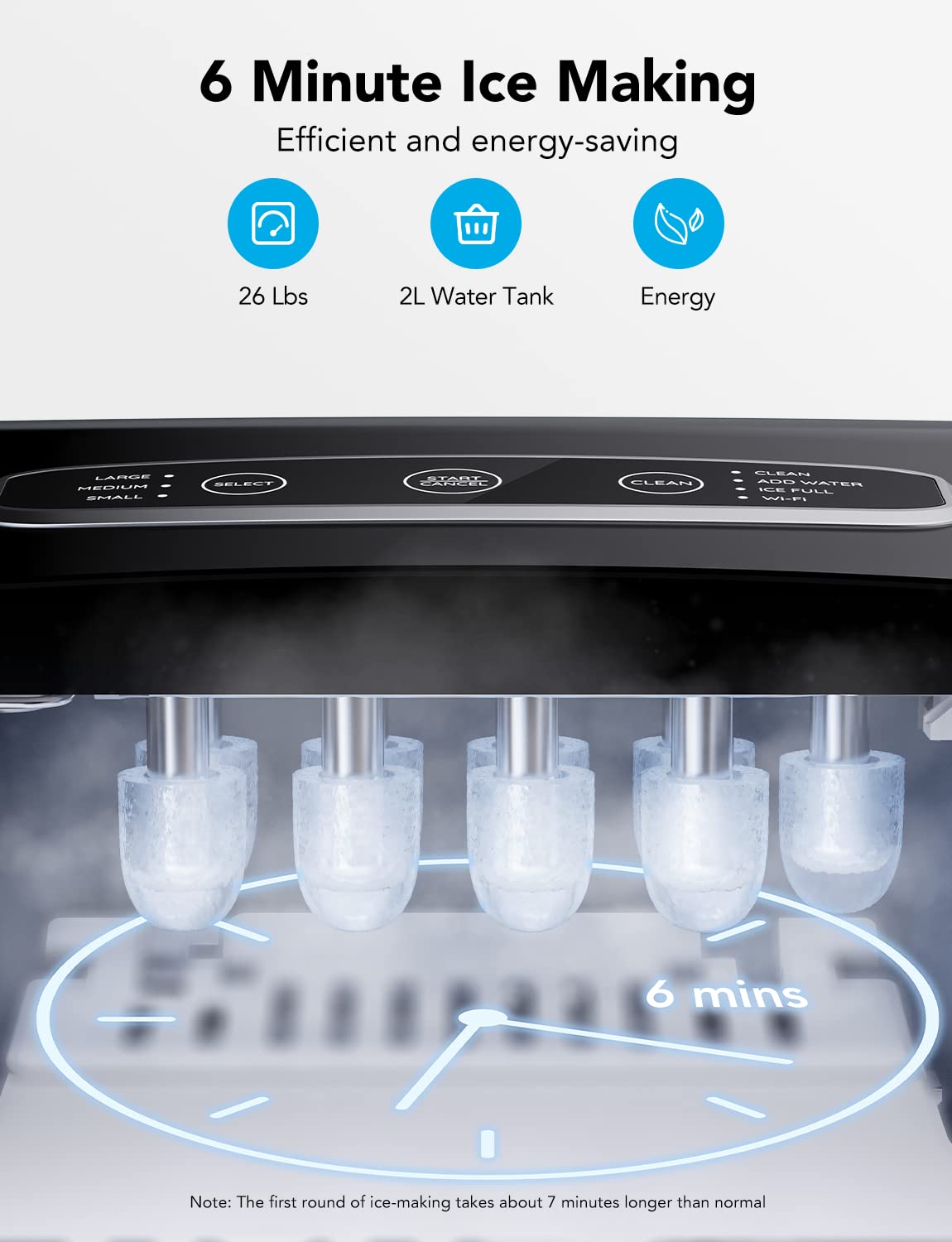 Máquina de Hielo GoveeLife, 26lbs/24h, limpieza automática