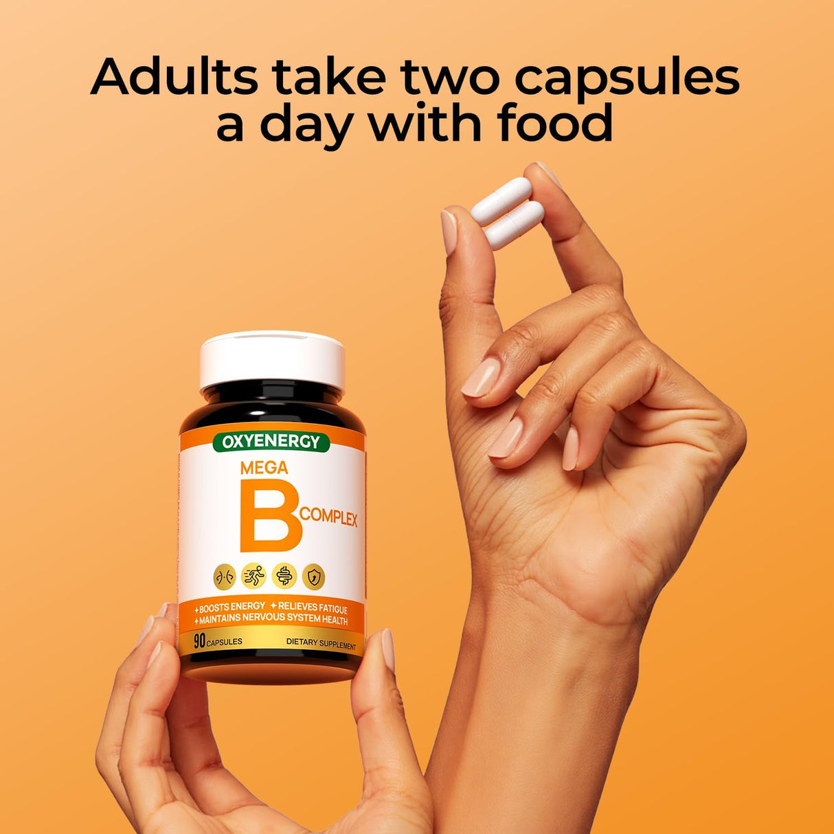 OxyEnergy Mega Vit B Complejo, Salud Neurológica, 90 Cápsulas