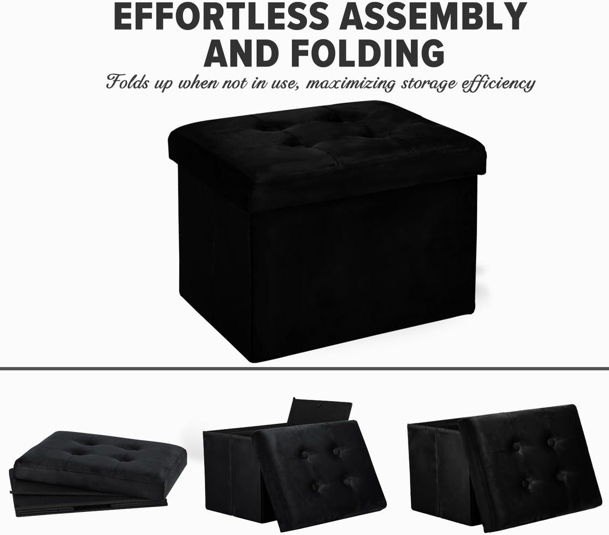 Otómano plegable de almacenamiento con reposapiés moderno 17x13x11in
