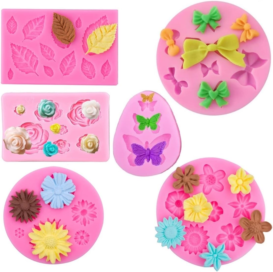 Molde de silicona para pastel de fondant de flores hojas