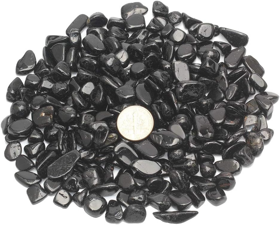 Chips de piedra pulida de turmalina negra de 1 libra Piezas de cuarzo de cristal natural trituradas