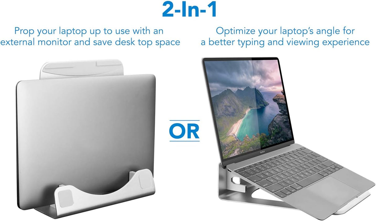 Soporte vertical para laptop de aluminio 2 en 1