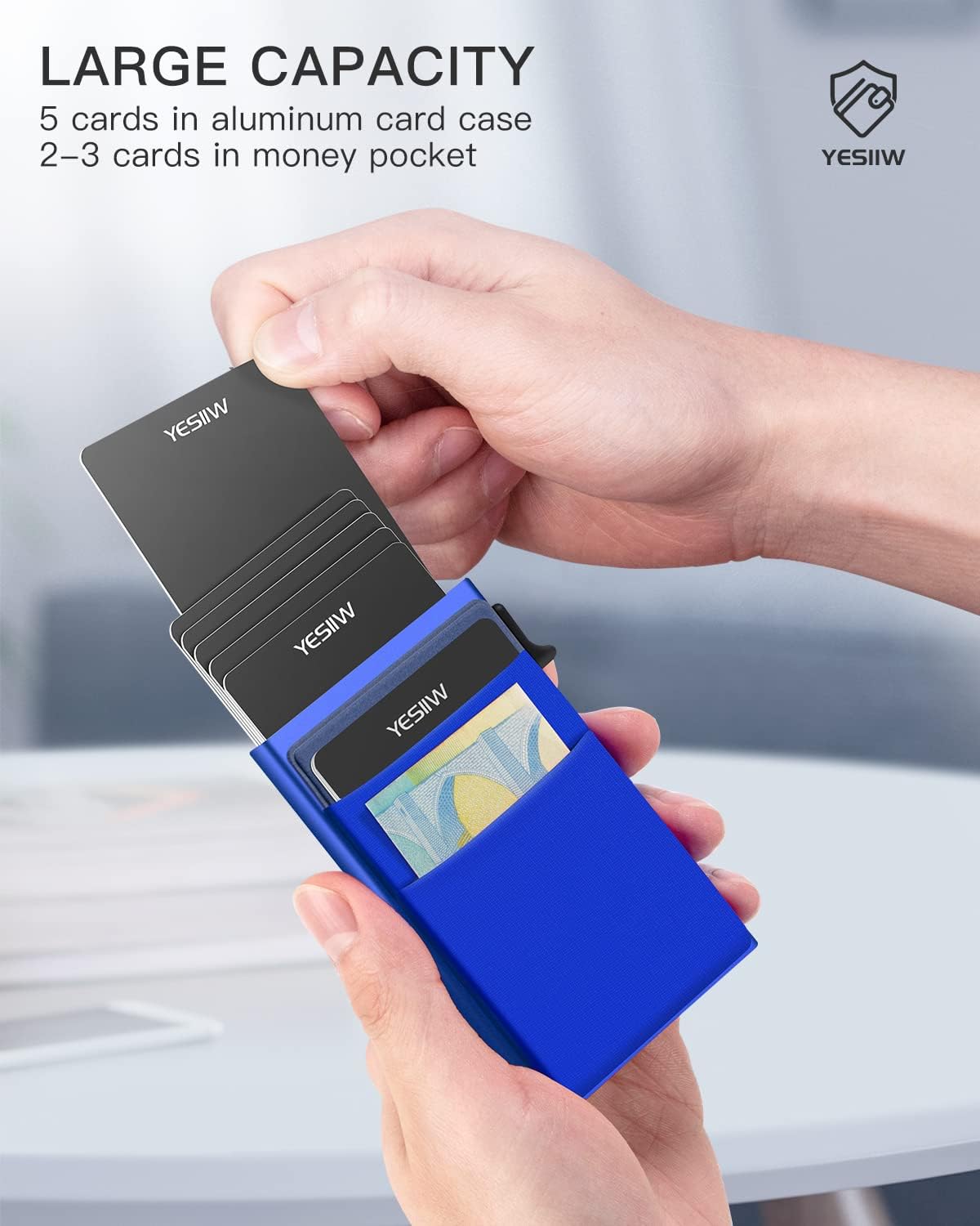 Porta tarjetas RFID YESIIW con bolsillo para dinero y monedas