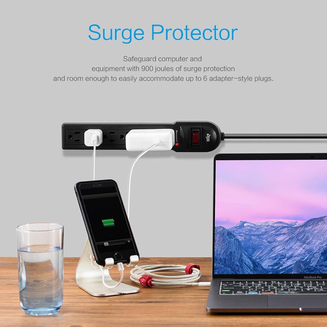 KMC Paquete de 2 regletas de protección contra sobretensiones