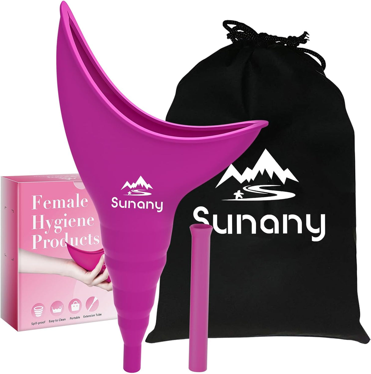 Sunany Urinal Femenino con embudo de silicona, portátil y reutilizable