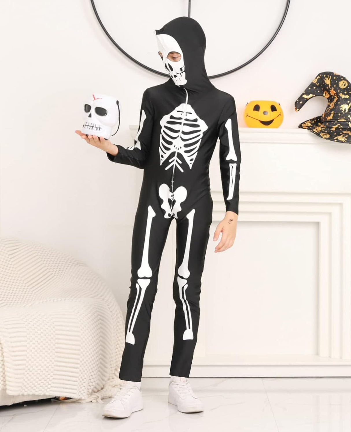 Disfraz esqueleto para niños brilla en la oscuridad 6-7T