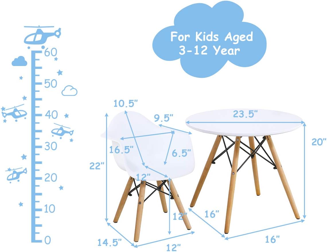 Juego de mesa y 2 sillas para niños estilo moderno