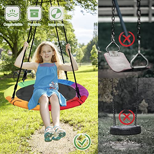 Columpios de árbol para niños al aire libre (arcoíris)