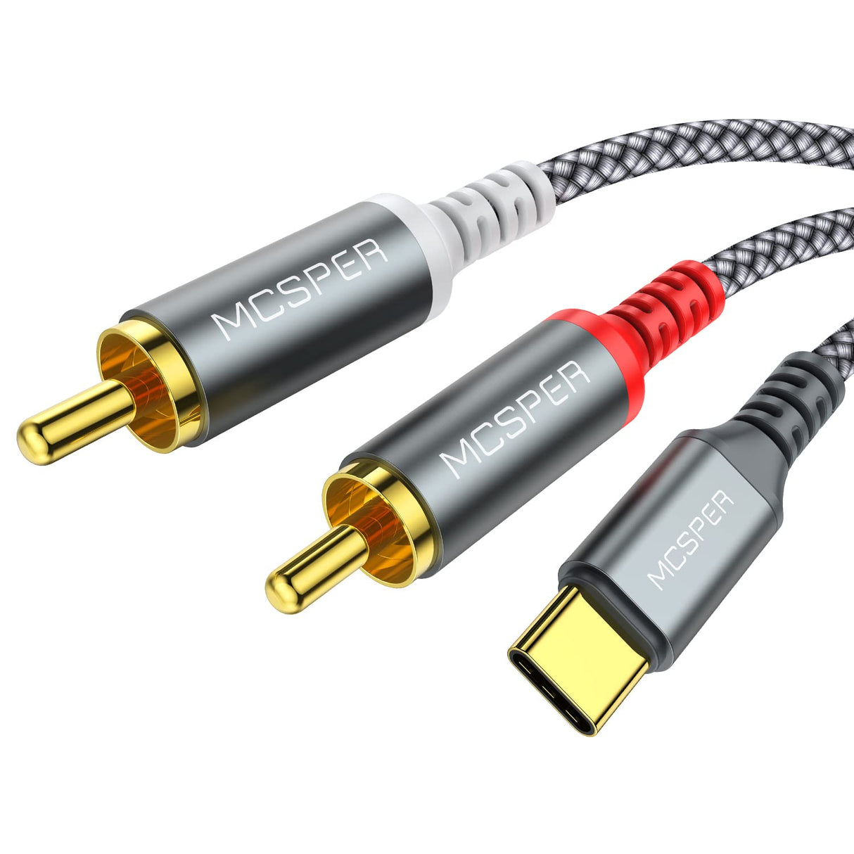 Cable de audio USB C a 2 RCA 6.6 pies tipo C a RCA macho