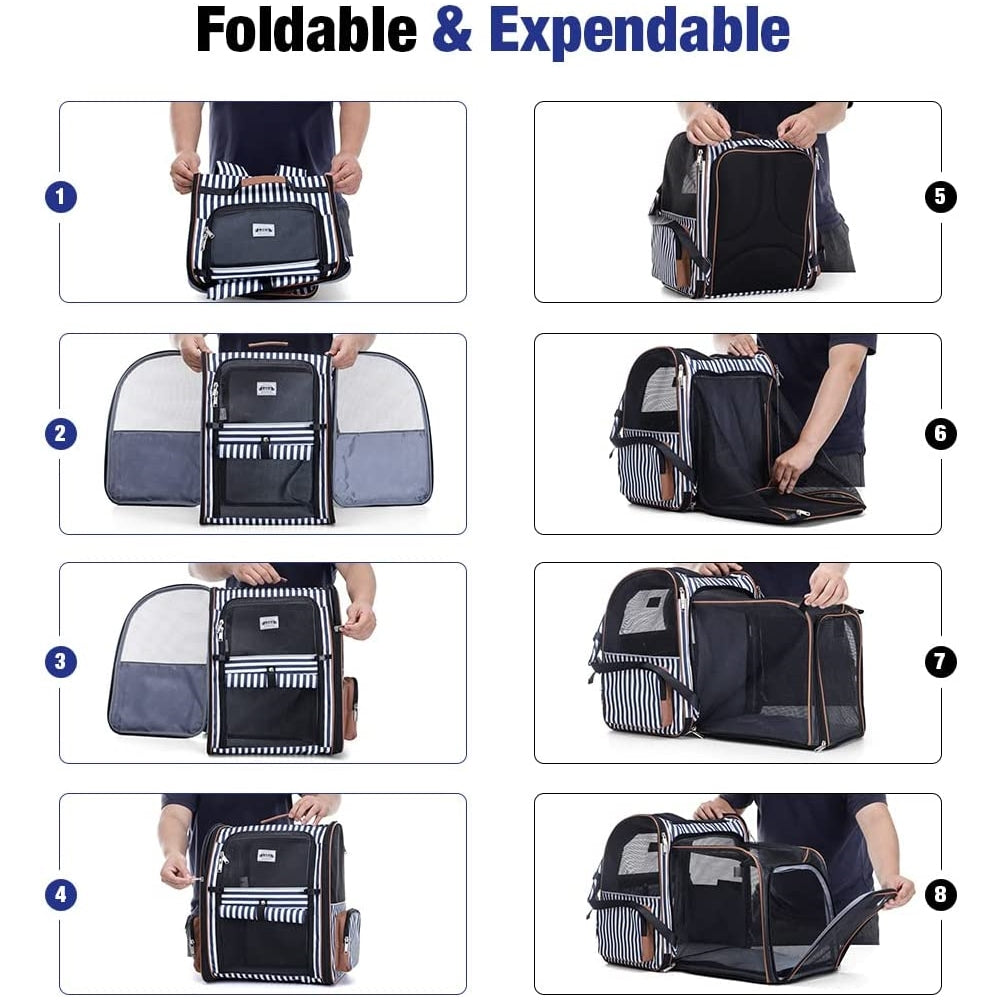 Mochila grande para gatos expandible y plegable negra