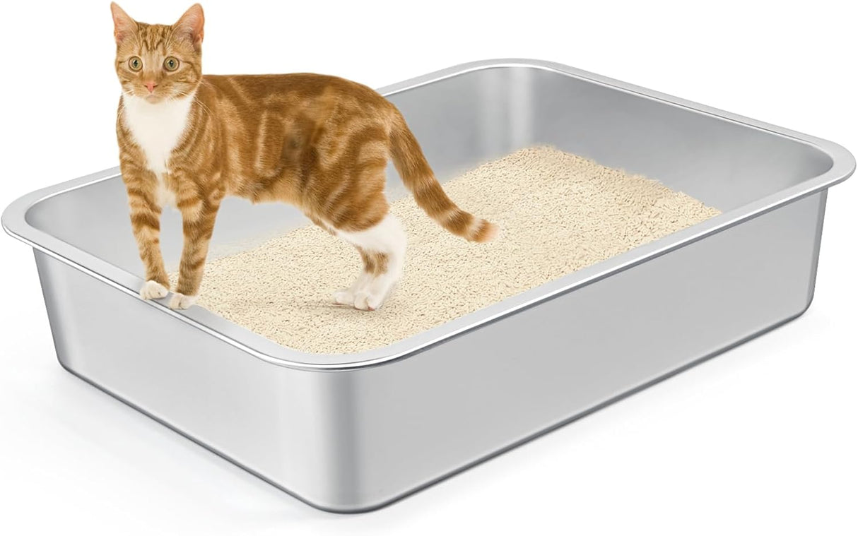 Caja de arena de viaje para gatos Harhana de acero inox.