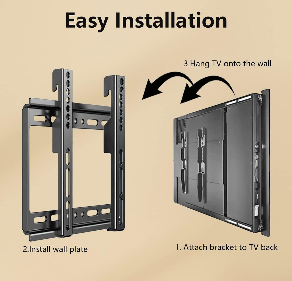 Soporte de TV Nuyoah, fijo y bajo perfil, VESA 200x200mm