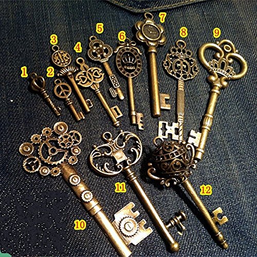 WellieSTR Vintage Skeleton Keys Charm Set Royal Key