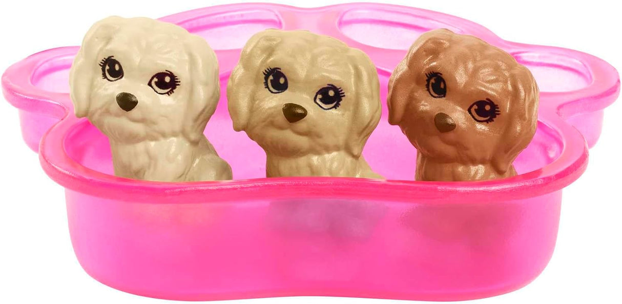Set de Barbie con mascotas, con cachorro y accesorios, 3 piezas