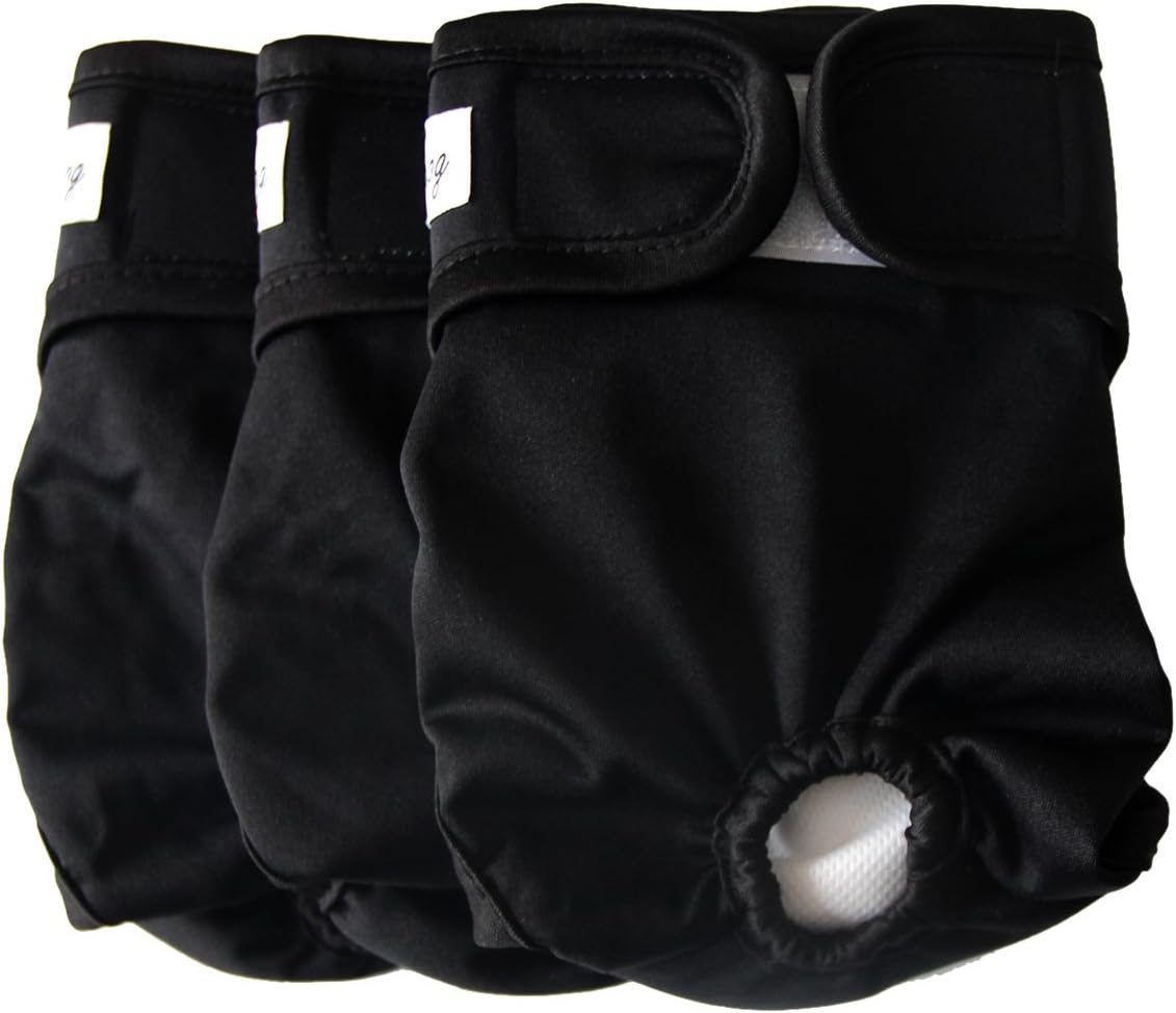 JoyDaog Paquete de 3 pañales para cachorros, color negro, XS