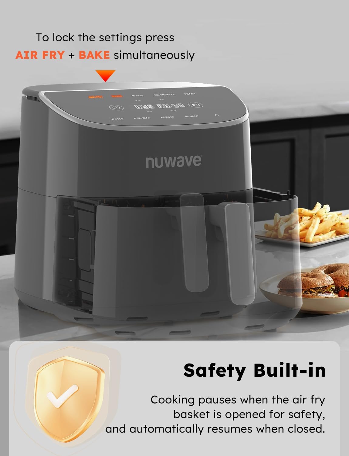 Freidora de Aire Nuwave Brio Plus 8 Qt, 5 Funciones, 100 Presets