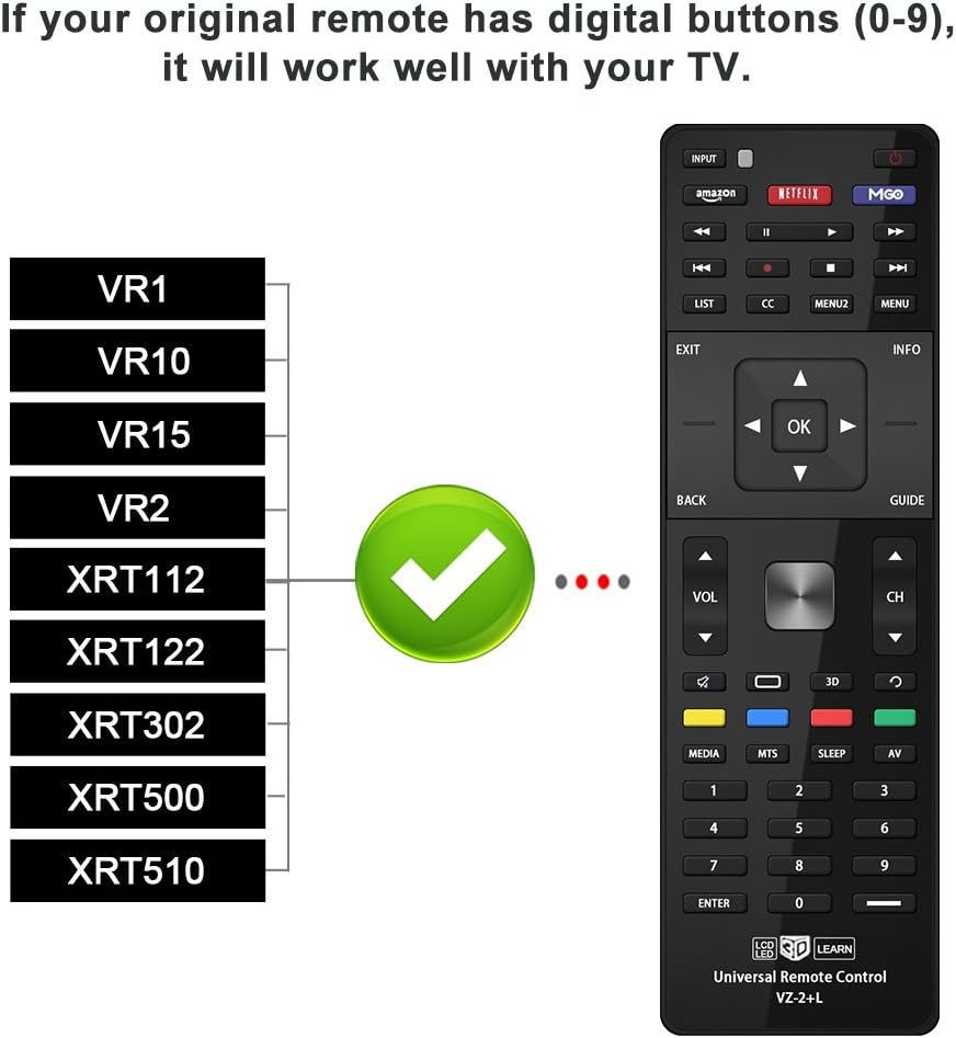 Control remoto universal Gvirtue para TV Vizio modelo VZ-2+L