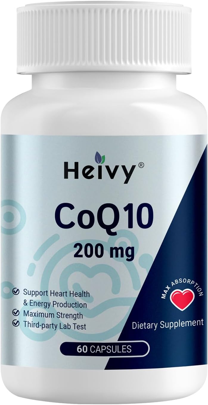 CoQ10 200mg Suplemento para Corazón, 60 Cápsulas Veganas