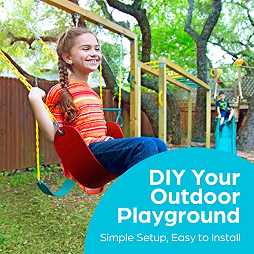 Jungle Gym Kingdom Accesorios para columpios – Volante de barco pirata para niños al aire libre, casa de juegos en el árbol y patio trasero, equipo de juegos (rojo)